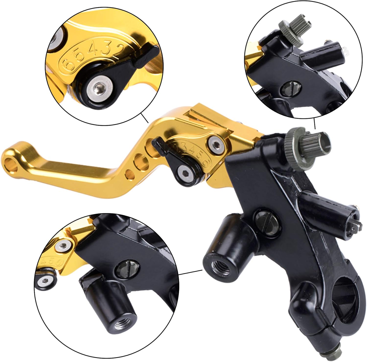 Universal Motorcycle 7/8" 22mm Handlebar Brake Master Cylinder Clutch Lever CNC Left & Right Set Compatible with Harley Honda Kawasaki Suzuki Yamaha（ Piston Diameter 12.7mm (Gold)