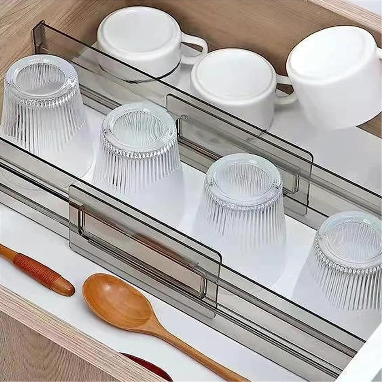 4/6/8/10Pcs Transparent Black Drawer Divider Plastic Clear Adjustable For Clothes(Black-10Pcs)