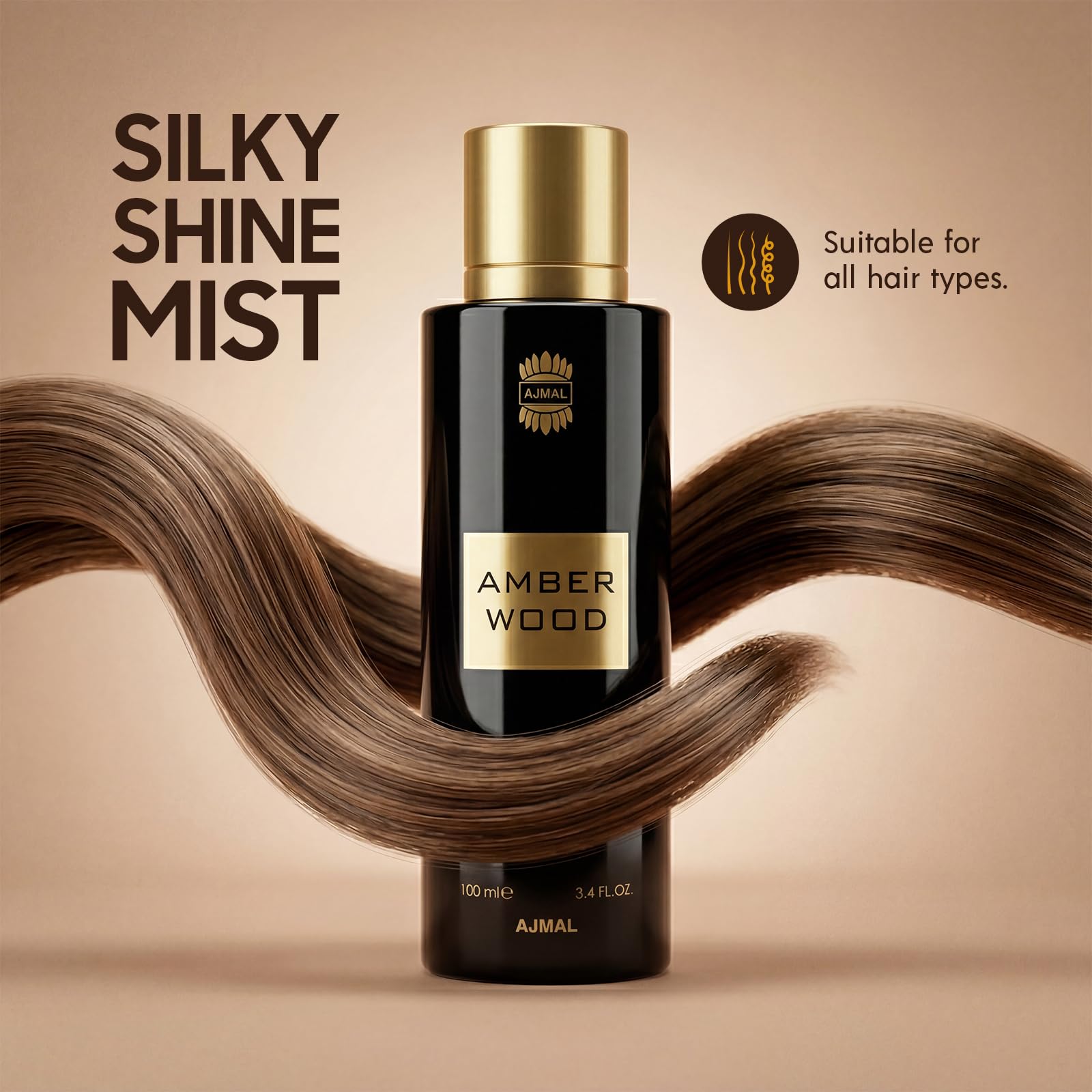 Ajmal Amber Wood Haarspray 100 ml | Fruchtig-blumig-holziger Haarduft für Damen und Herren | Luxuriöses Haarspray | Hergestellt in Dubai