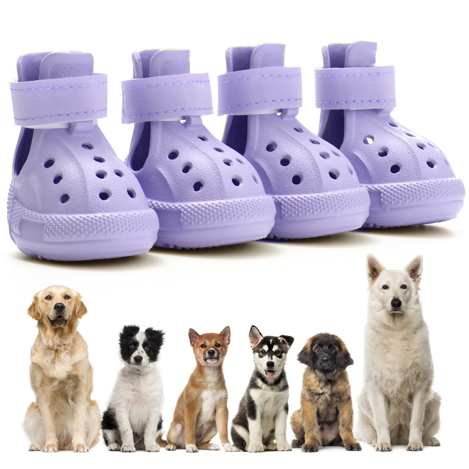 Dog Shoes for Hot Pavement,Non-Slip Waterproof Breathable Easy to Clean Put On and Take Off Dog Boots,Paw Protector for Hot Summer Roads Winter Snow (