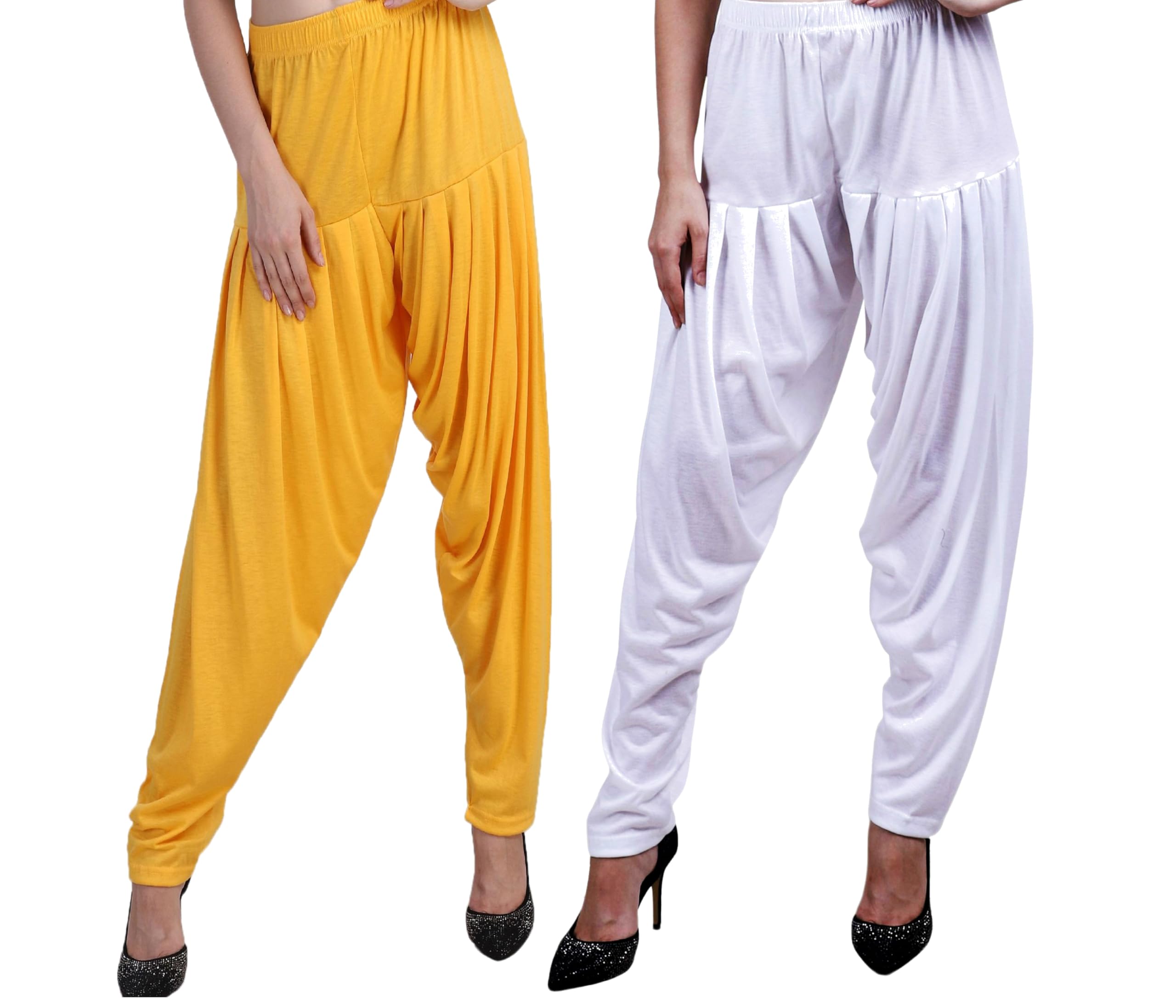magilam Women's Viscose Solid Pleated Pattern Casual Patiala Pants for Pack of 2 Multicolour-picture-26