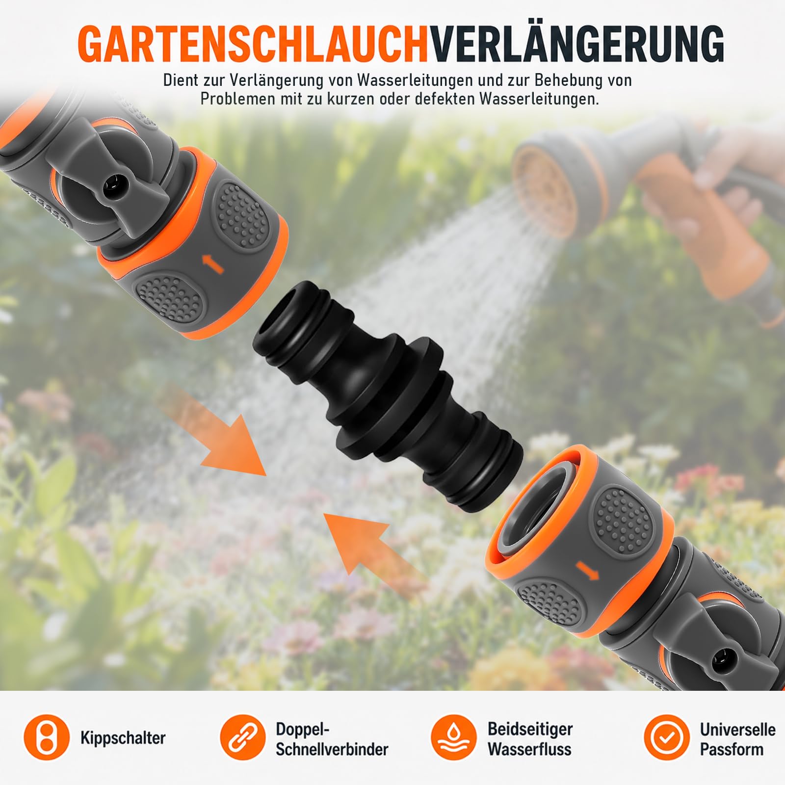 Kupplung Mit Regulierventil – 4 Stück Schlauchkupplung & Doppelkupplung Set Mit Absperrhahn Für Wasserflussregulierung