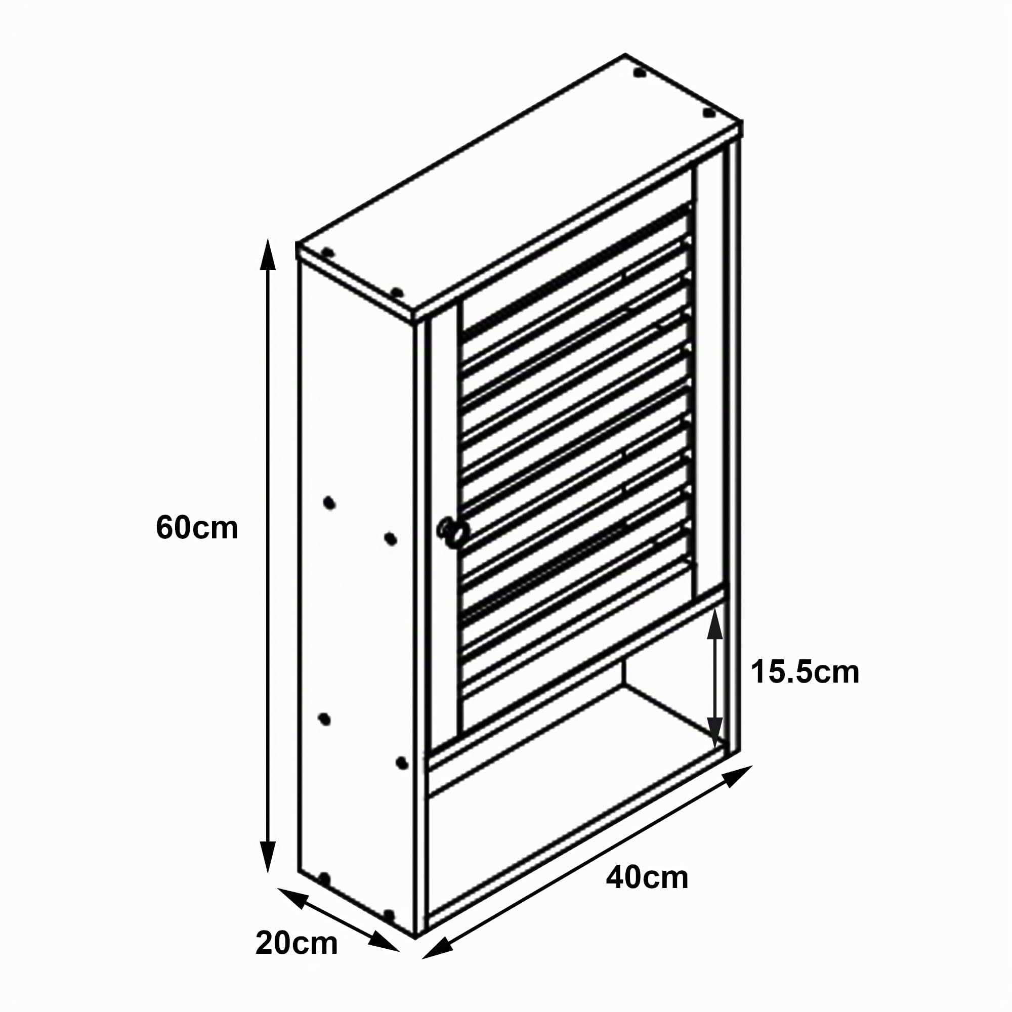[en.casa] Armoire Murale de Salle de Bain avec Compartiments de Rangement Placard Design Scandinave avec Porte Ajourée Capacité de Charge Jusqu'à 10 kg Bambou 60 x 40 x 20 cm Naturel
