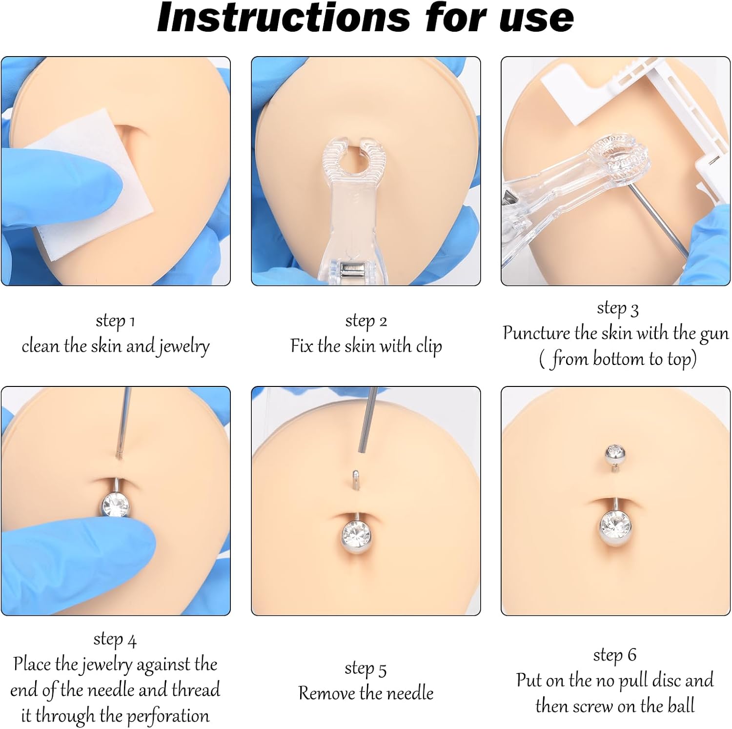 QWALIT Silver Dangle Belly Piercing Kit Belly Button Piercing Kit Self Disposable Bellybutton Piercings Kits Dangly Navel Piercings Gun Surgical Steel Hypoallergenic Dangling Navel Rings at Home