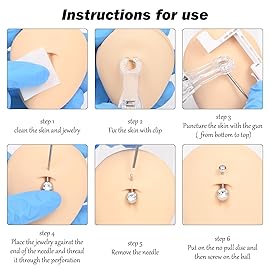 QWALIT Belly Button Piercing Kit - Pink Belly Piercing Gun