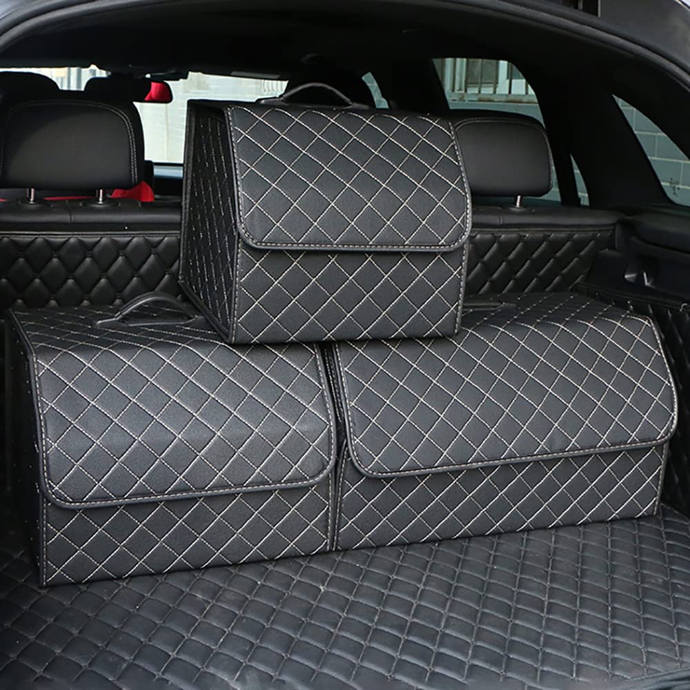 Coche Bolsas para Maletero del Organizadores De Baúles para Seat Alhambra Arosa Exeo Toledo Altea Cordoba Plegable Bolsas para Maletero del Coche Accesorios para Coche, Black Beige L