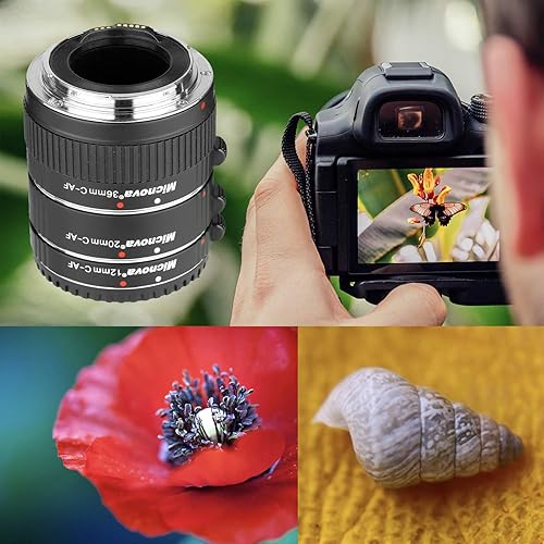 Miniatura 4 de Extensión de tubo de lente macro para Canon DSLR, Micnova KK-C68 Pro Juego de tubos de extensión macro de enfoque automático para cámaras de
