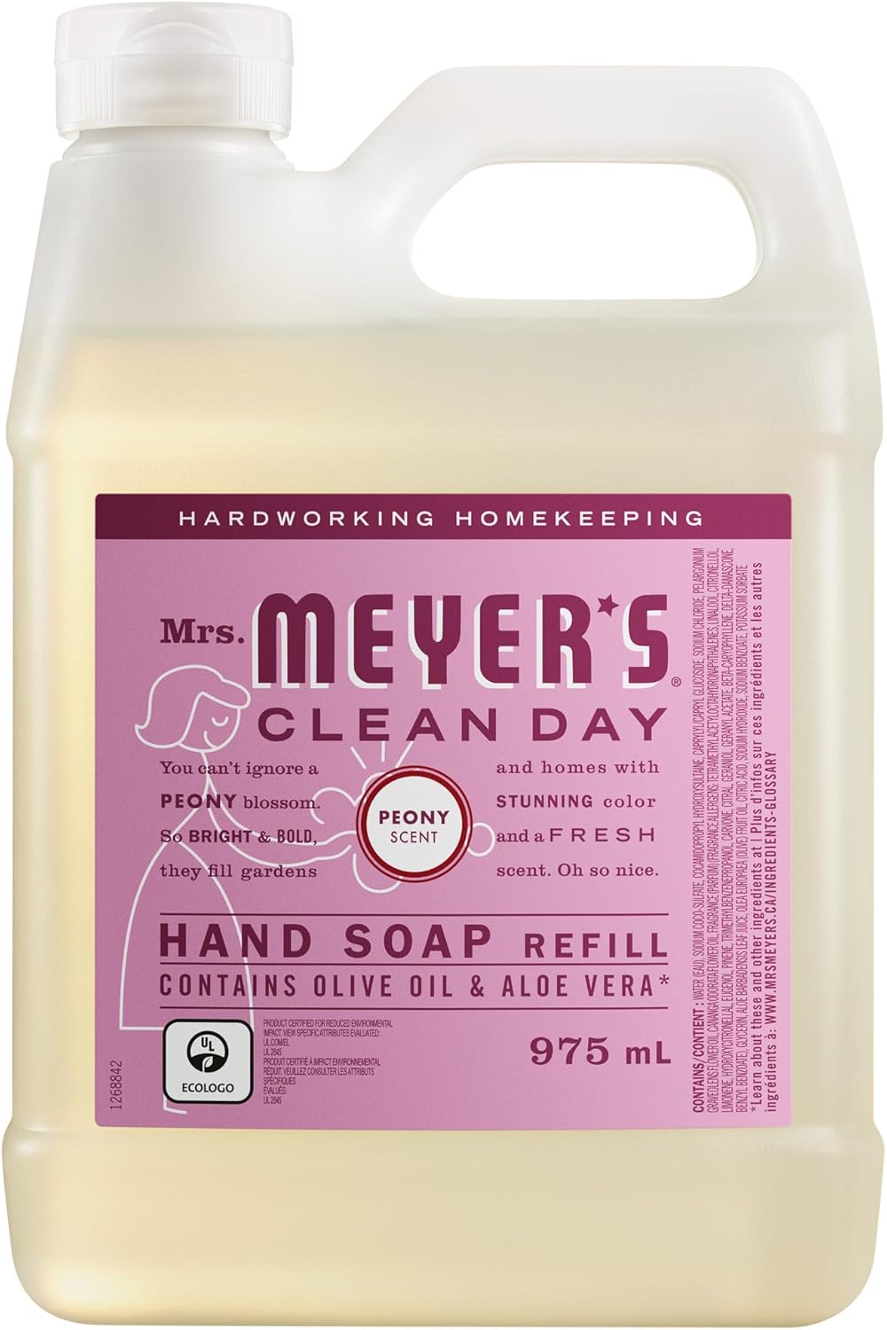 Mrs. Meyer’s Clean Day Hand Soap Refill, Peony Scent, 975mL Bottle