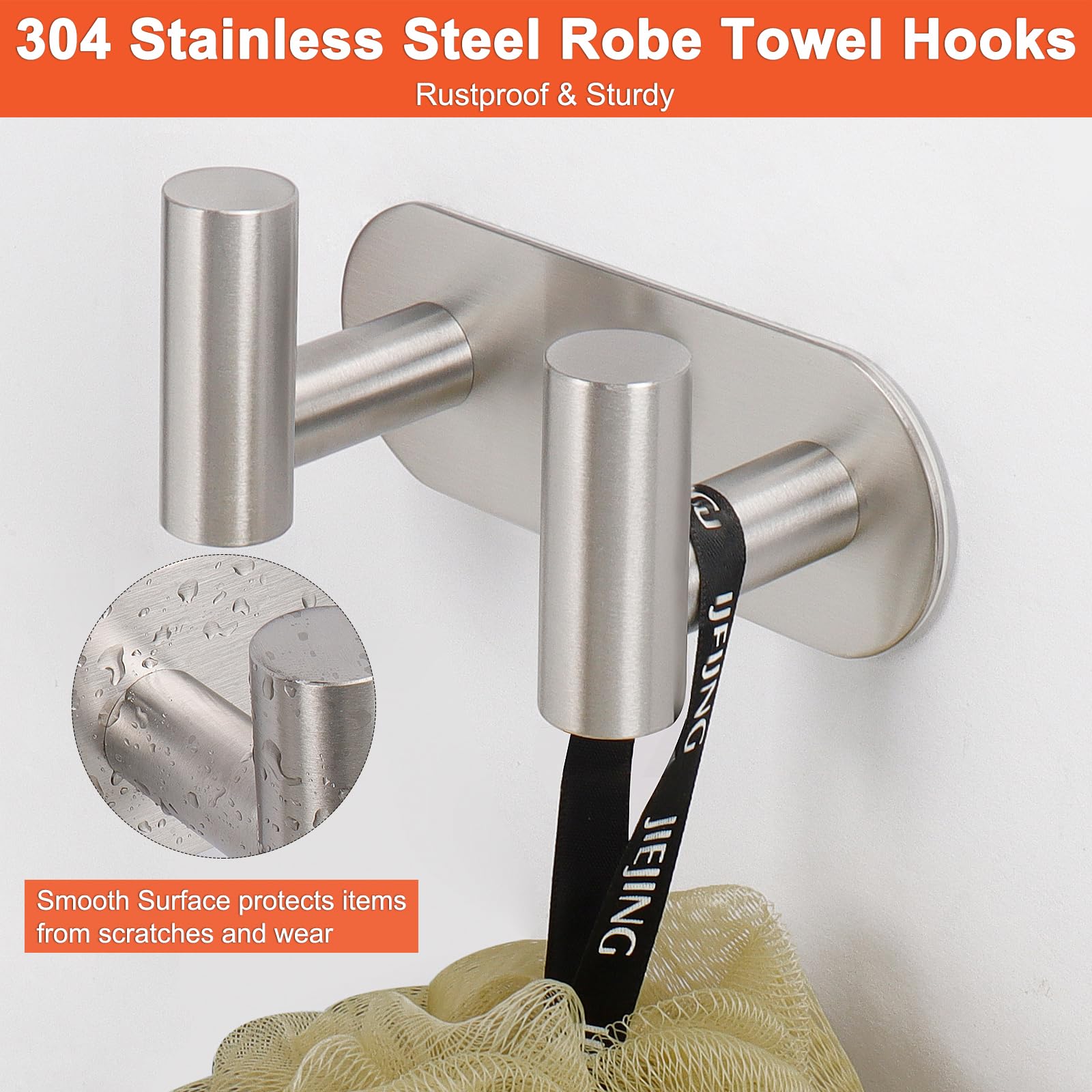 Snapklik.com : HarJue Bath Towel Hooks, 304 Stainless Steel Robe Towel ...