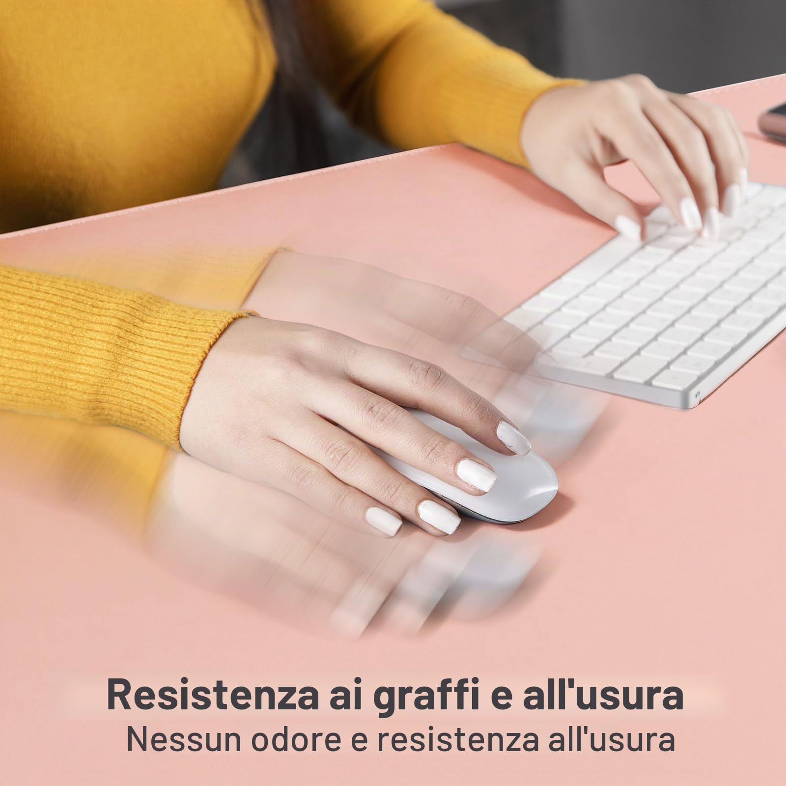 DAWNTREES Sottomano per scrivania - 120 x 60 cm - In pelle - Antiscivolo - Grande tappetino mouse per laptop - Adatto per ufficio, casa e uso d'ufficio (rosa)