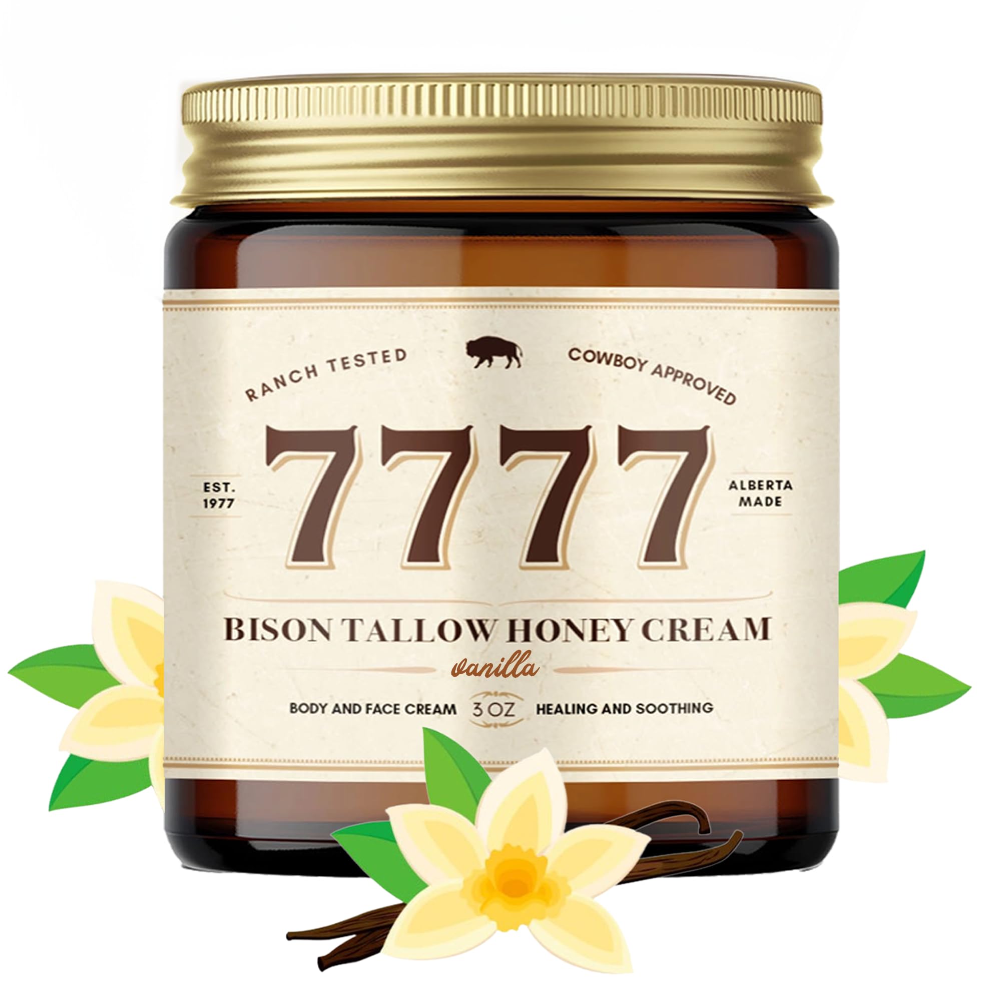 Whipped Bison Tallow and Manuka Honey Balm - 3oz, Vanilla, 100