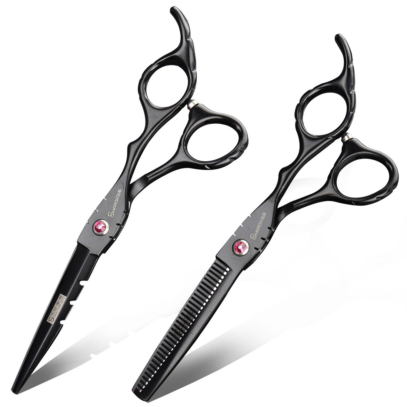 Ciseaux de coiffure professionnel barber noir 6 en acier haute précision