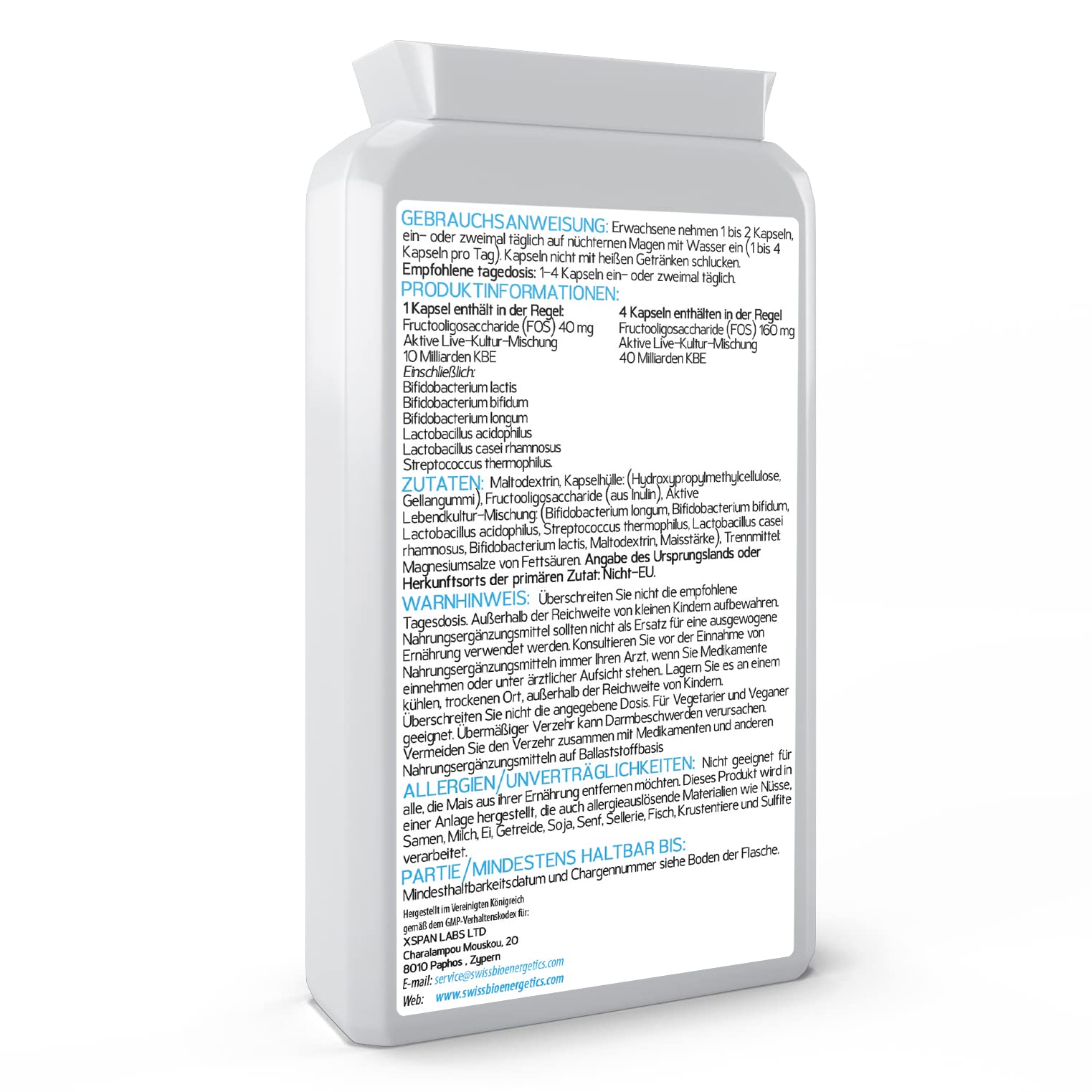 Full Spectrum Bio-Culture Defense – 120 Kapseln – hochwirksame 10 Milliarden lebende CFU Multi-Strain-Biokulturen + FOS-Formel – neueste DRCaps©-Verkapselung zum Schutz vor Magensäure