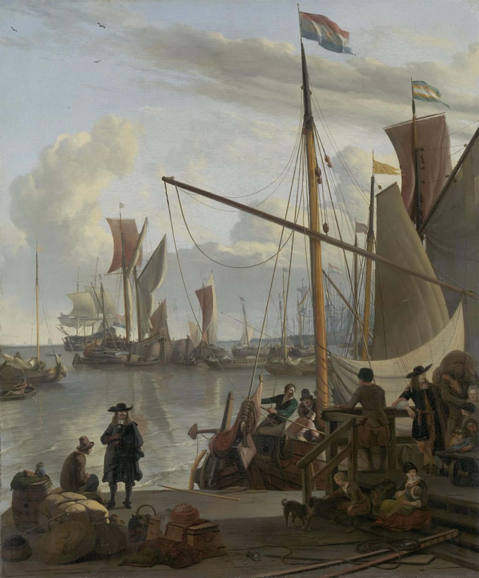 ARTXLXXBN Famous Painting Canvas Artwork Graffiti Print the Ij At Amsterdam From the Mosselsteiger by Ludolf Backhuysen Portrait Canvas Image for Home Decor 60x90cm
