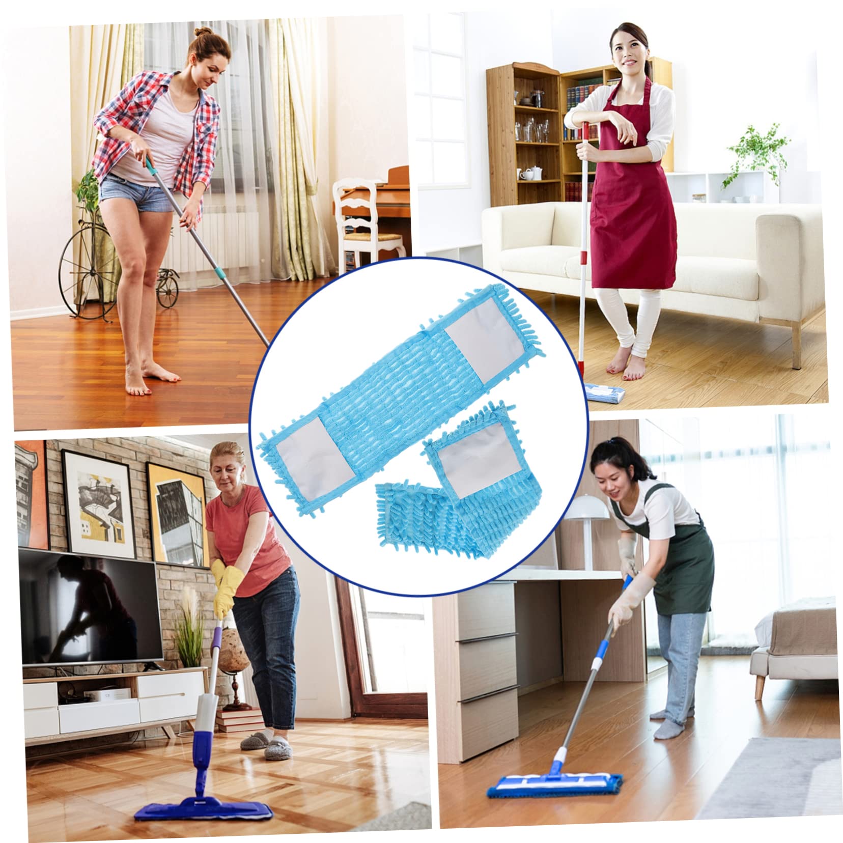 Beavorty Microfiber Cleaning Floor Mop Refill Sponge Mop Replacement Cloths 2 Pack
