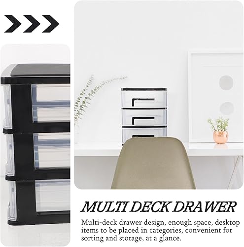 Miniatura 8 de Cabilock Armario Mini Suministros de oficina Organizador de bolígrafos Almacenamiento Cajones de plástico 3 cajones Organizador de cajones de