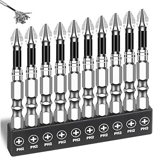 10-Pack Screwdriver Bit Set: Anti Slip 2-Inch Magnetic Phillips Head Drill bit - Premium S2 Steel Electric PH2 - Professional & DIY Use (10pcs-PH2(2inch))