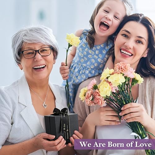 Miniatura 6 de Emibele Rosa púrpura real preservada con collar de plata de ley S925 y pulsera con dije de corazón