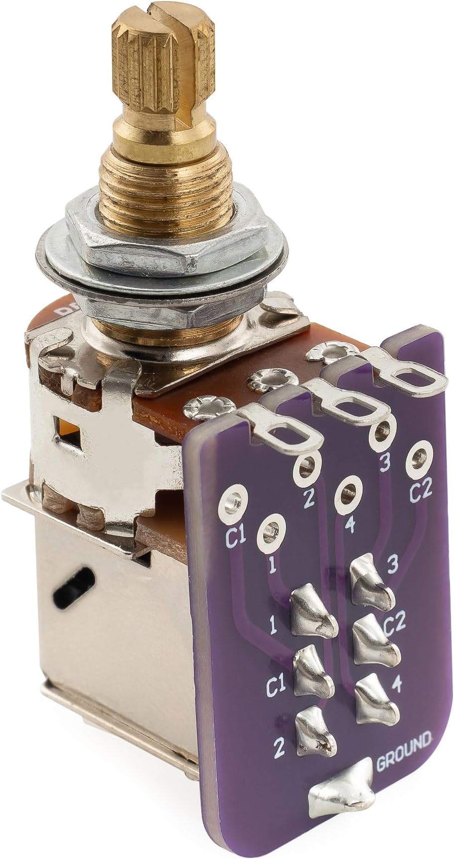 Pro B500K PCB Mod DPDT Push-Pull Brass Pot Metric Split Standard Shaft 9.5mm Linear Taper Potentiometer for Electric Guitar Bass
