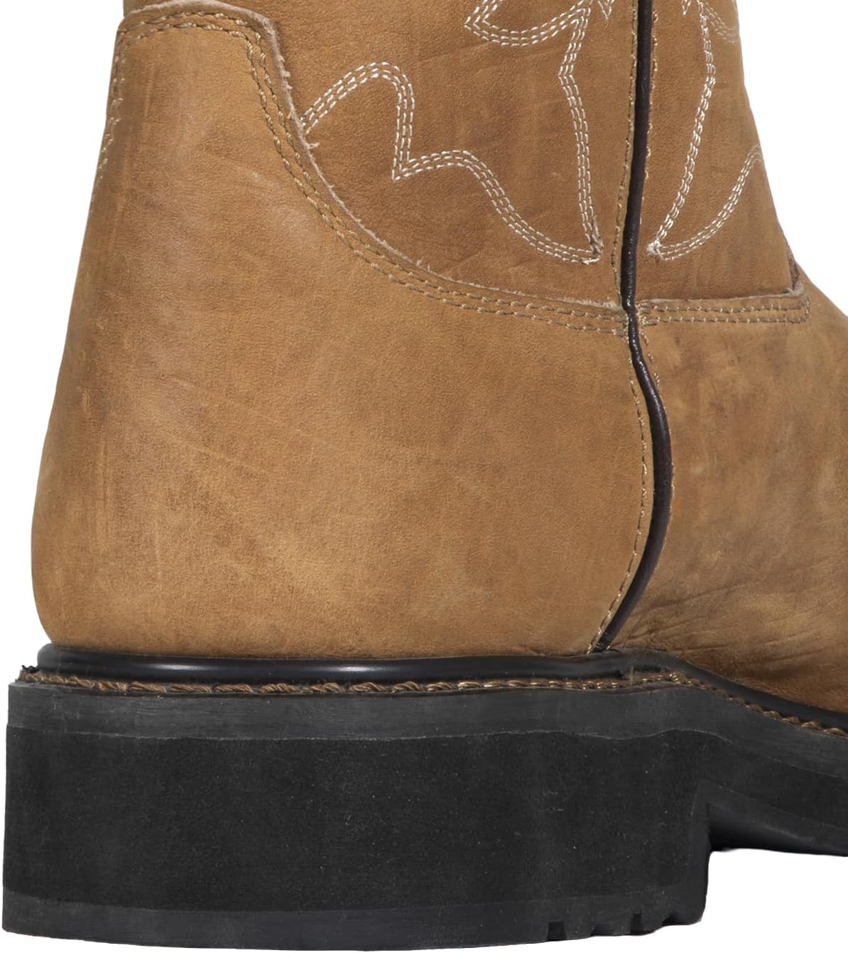 Men's Cowboy Work Boots, Square Steel Toe EVA Mid-Sole with GoodyearWelt Leather Anti Slip Western Men's Brown Boots for Manufacturing, Construction, Farming, Size 7-14