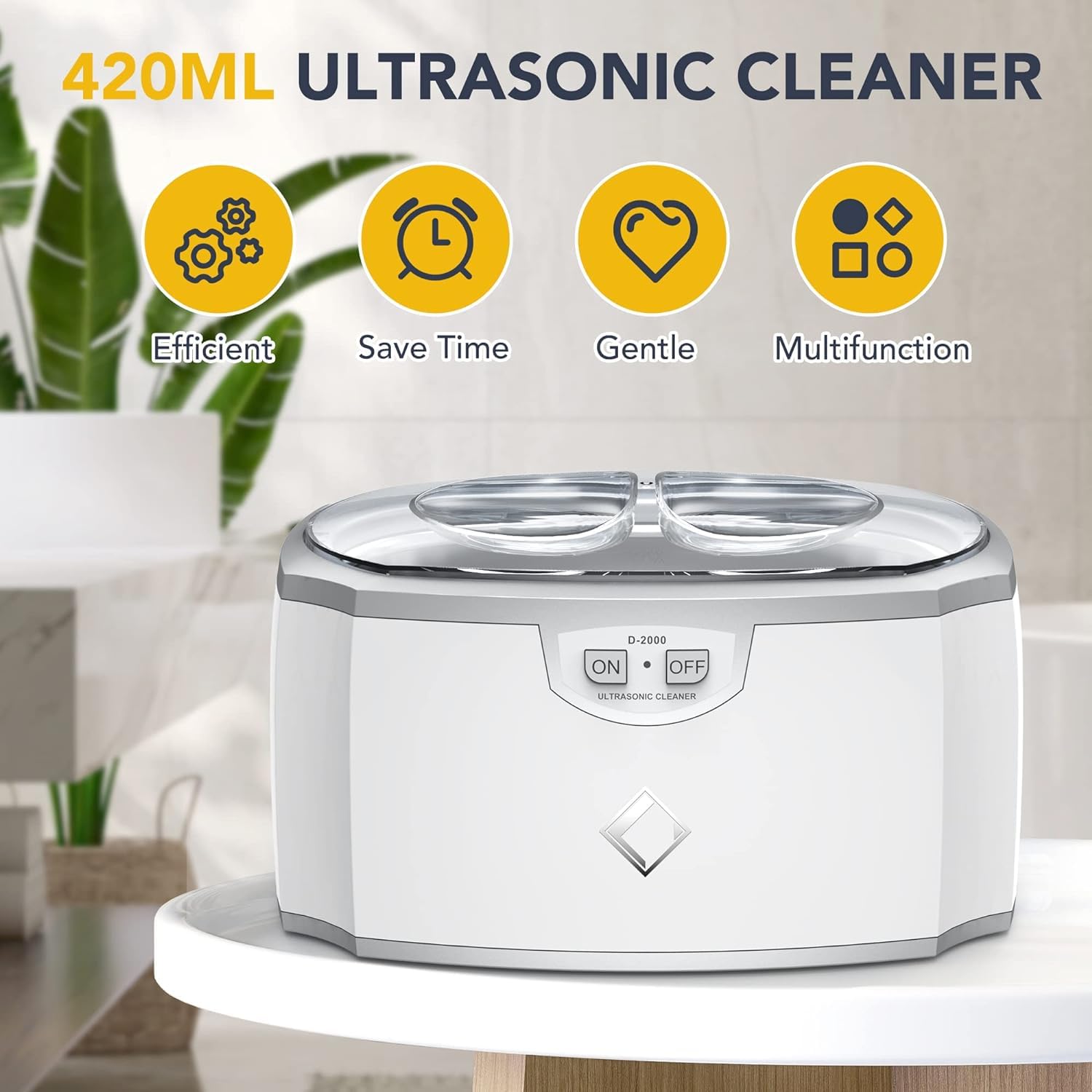 LifeBasis Dispositivo de limpieza por ultrasonidos, 420 ml, dispositivo de limpieza por ultrasonidos, 45 kHz, para gafas, joyas, relojes, 30 W, limpiador ultrasónico
