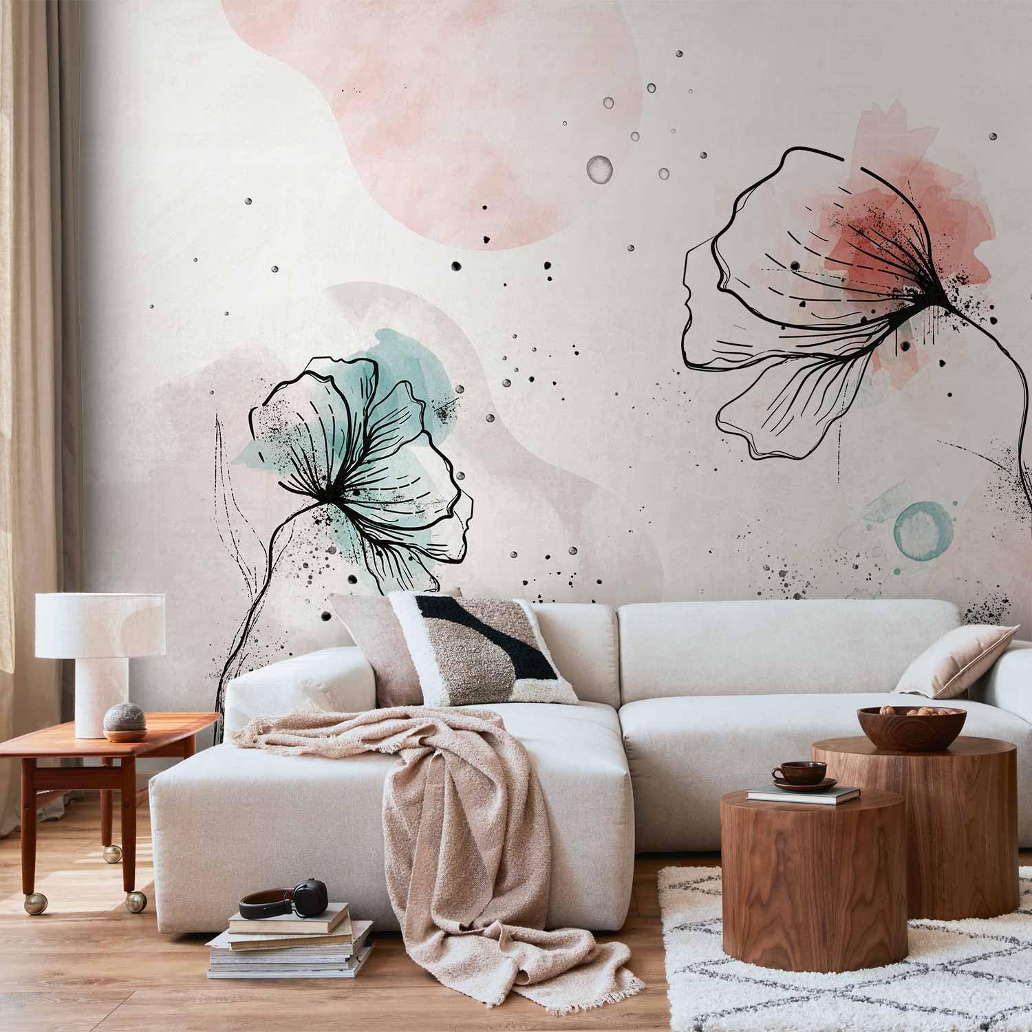 murando Fotomurales autoadhesivos Amapolas 343x256 cm Papel Pintado | coración Pared Murales Pegatina corativos adhesivos 3d Fotográfico Tableros Flores Naturaleza como pintado