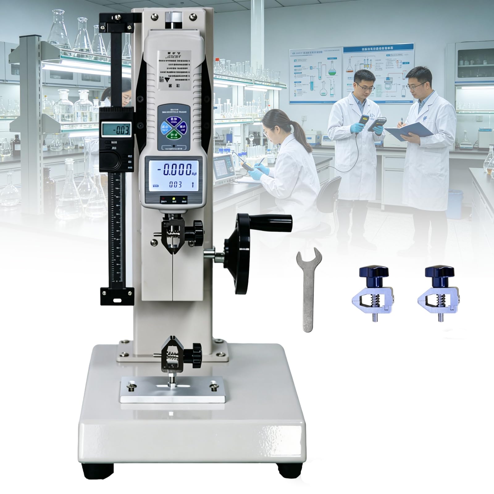 Máquina de prueba de tracción de escritorio, probador digital de fuerza de tracción, medidor de fuerza digital portátil, con sondas, abrazadera de prueba, para pruebas de compresión y tensión