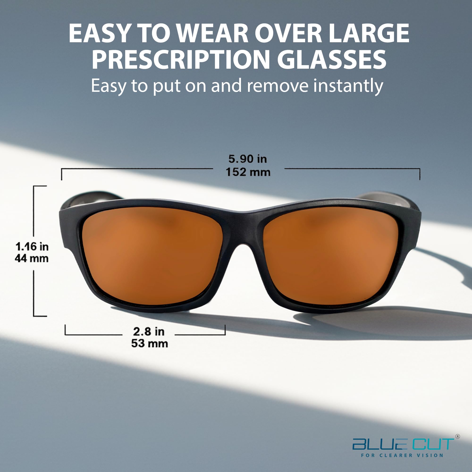 BLUE CUT Encajar Sobre Gafas De Sol Polarizadas Clip De Conducción En Gafas De Sol Para Usar Sobre Gafas Graduadas unisex-adulto