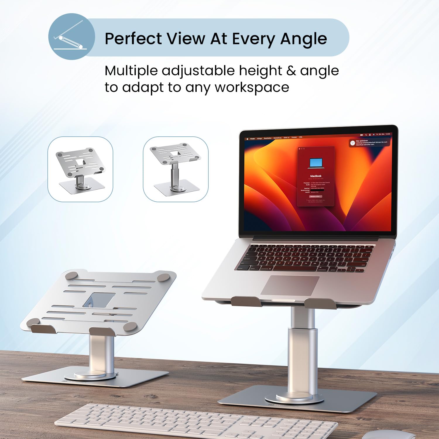 Portronics Twister Metal Laptop Stand with Rotation Base, Angle & Height Adjustable, Improves Air Flow, Metal Alloy Build, 10 KG Max Weight for Laptops (Grey) 11 71RgsqEJVKL. SL1500