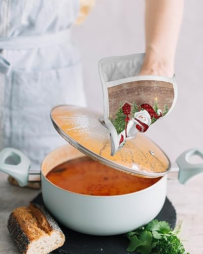 Miniatura 4 de Farmhouse Snowman 2Pcs Pot Holders for Kitchen,Non Slip & Heat Insulation Terry Cloth Potholder Set with Pocket,Thick Hot Pad Oven Mitts Trivet