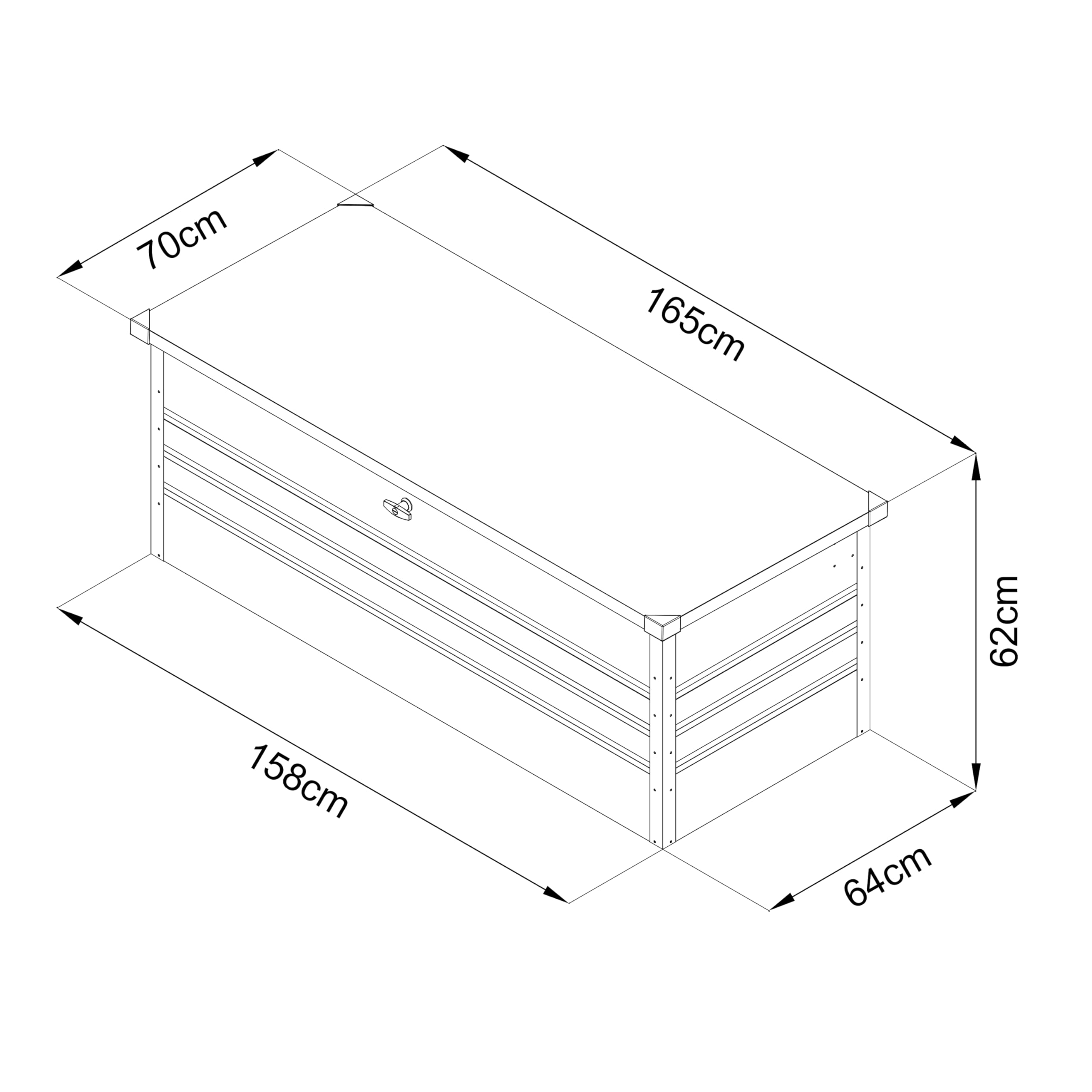 AXI Miles Coffre De Jardin En Métal - 600L, Anthracite 165 X 70 X 62 Cm - Coffre De Rangement Extérieur Avec Fond Et Serrure - Meuble Exterieur Rangement Outils De Jardinage, Coussins