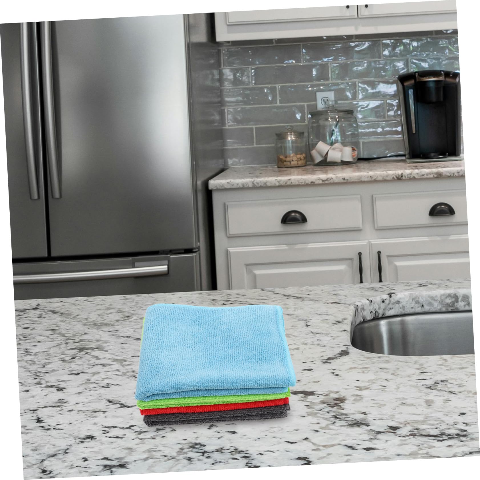 iplusmile 24 Piezas Paños de Microfibra Absorbentes para Cocina y Coche Toallas Multiusos Resistentes y Suaves para Lavado y Secado Colores Rojo Gris Azul y Verde