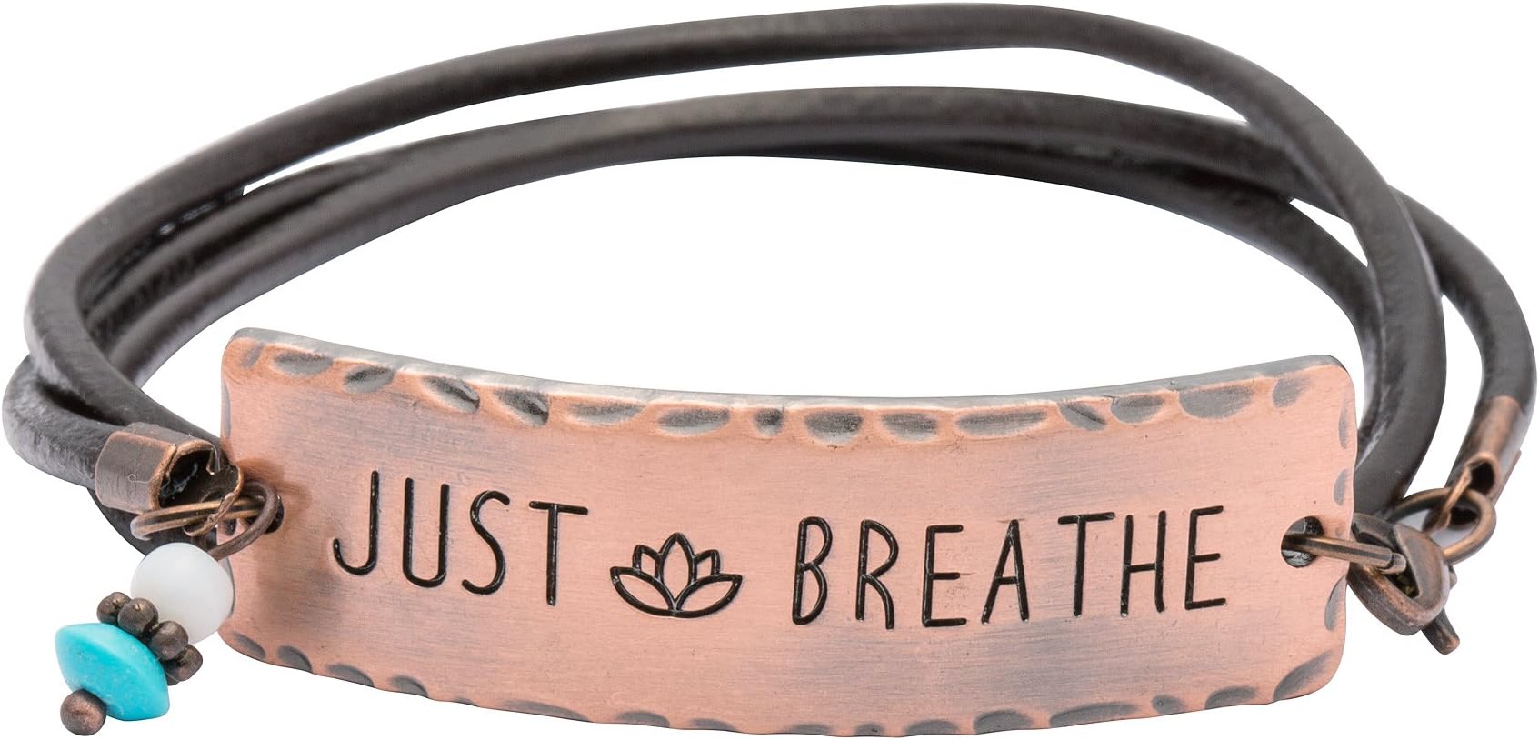 UNQJRY Yoga Jewelry Leather Wrap Bracelets Charm Birthday for Women Girls Engraved Just Breathe