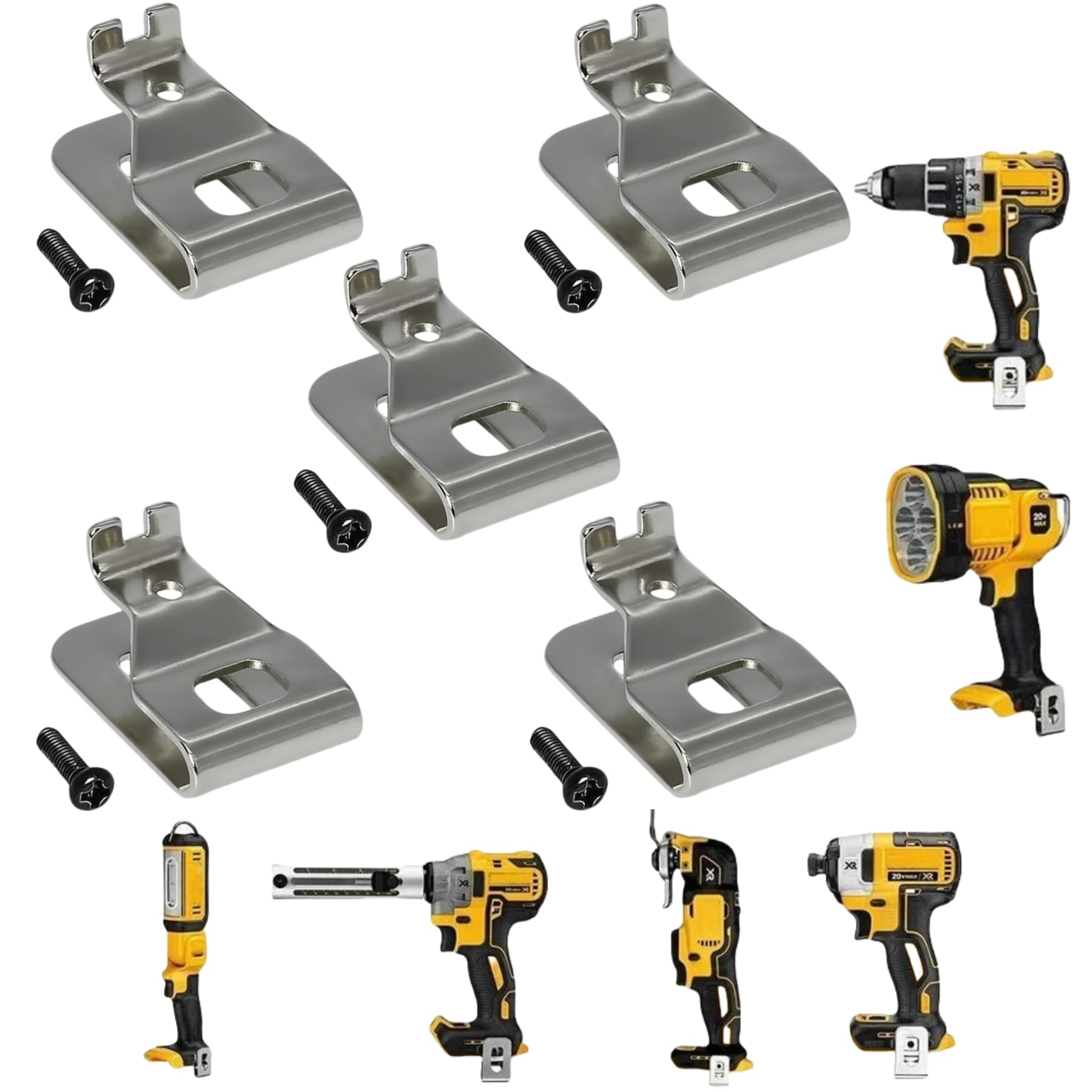 5 Pcs Belt Clips for Dewalt 304 Stainless Steel Drill Tool Clips Hook Kit with Screws for Dewalt N268241 fit for 20V Power Tools DCD980 DCD985