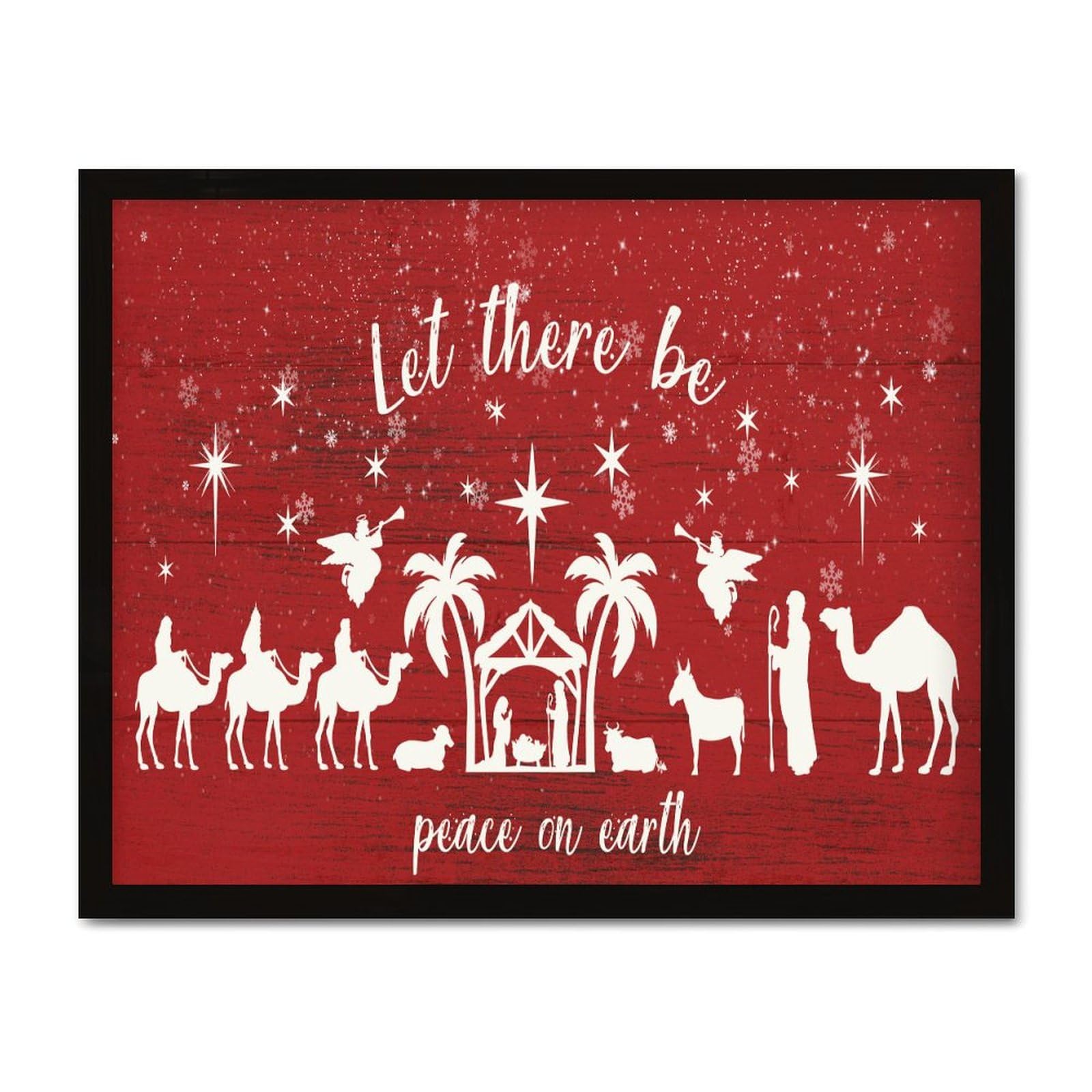 Panneau mural bois Merry Christmas Oh Holy Night cadre rustique 40x50 cm