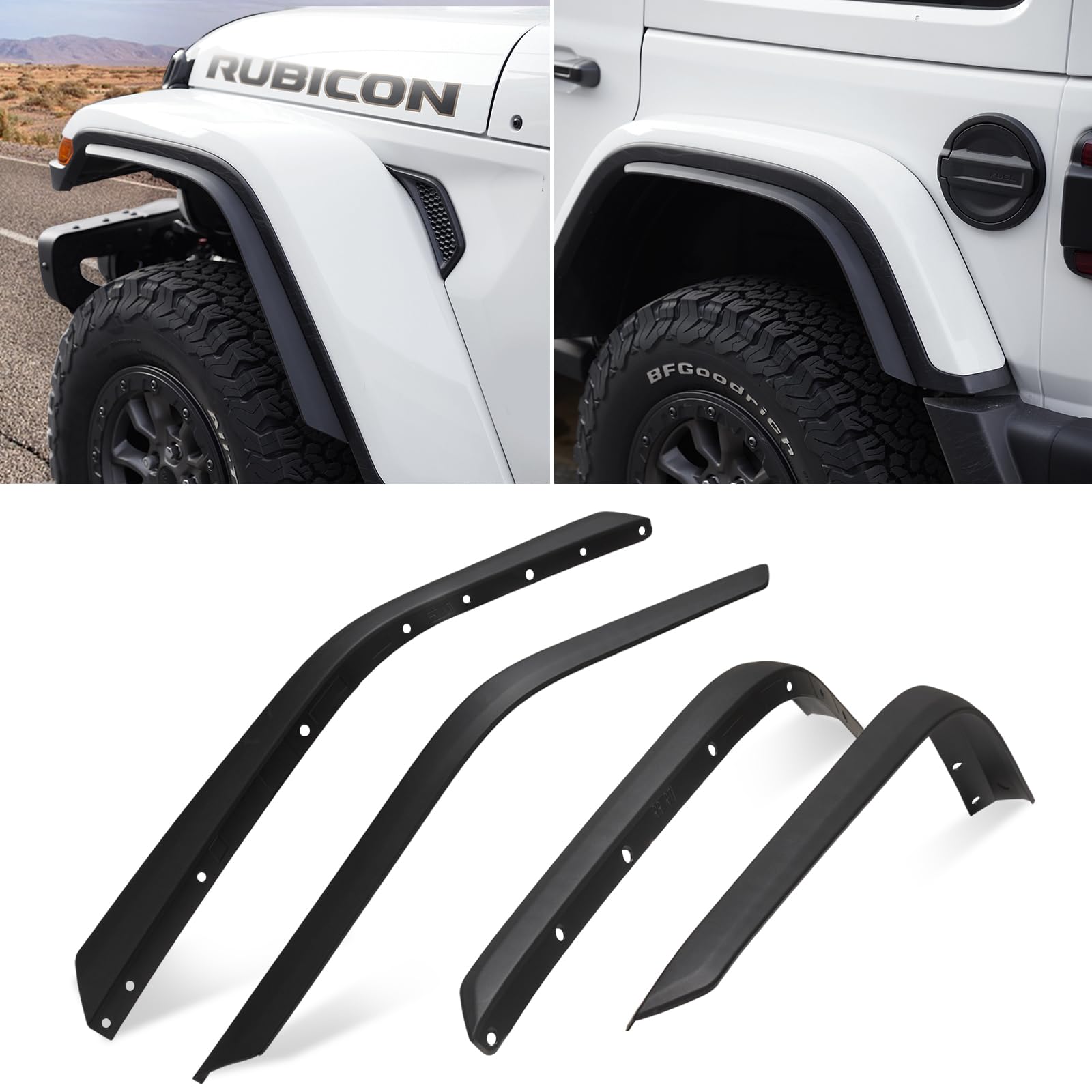 Front & Rear Fenders Compatible with 2018-2025 Jeep Wrangler JL & JLU Unlimited Rubicon, Off-Road Wheel Flares Liner Set 4 PCS (Not for 4XE)