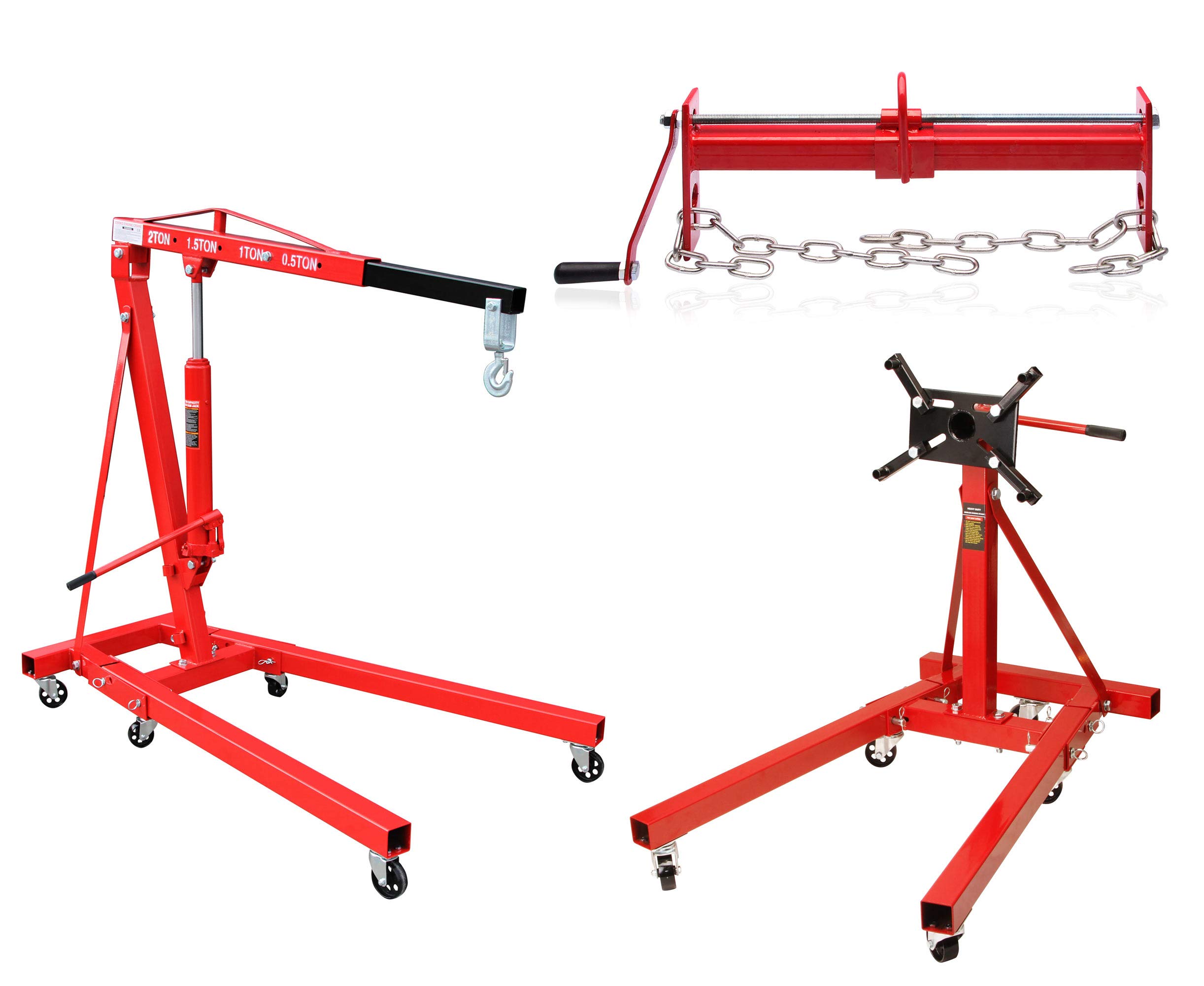 otgerlensker products Motorständer Motorhalter 900 KG + 2 t Motorkran 2000 kg + Balancierer Motorheber 450 KG