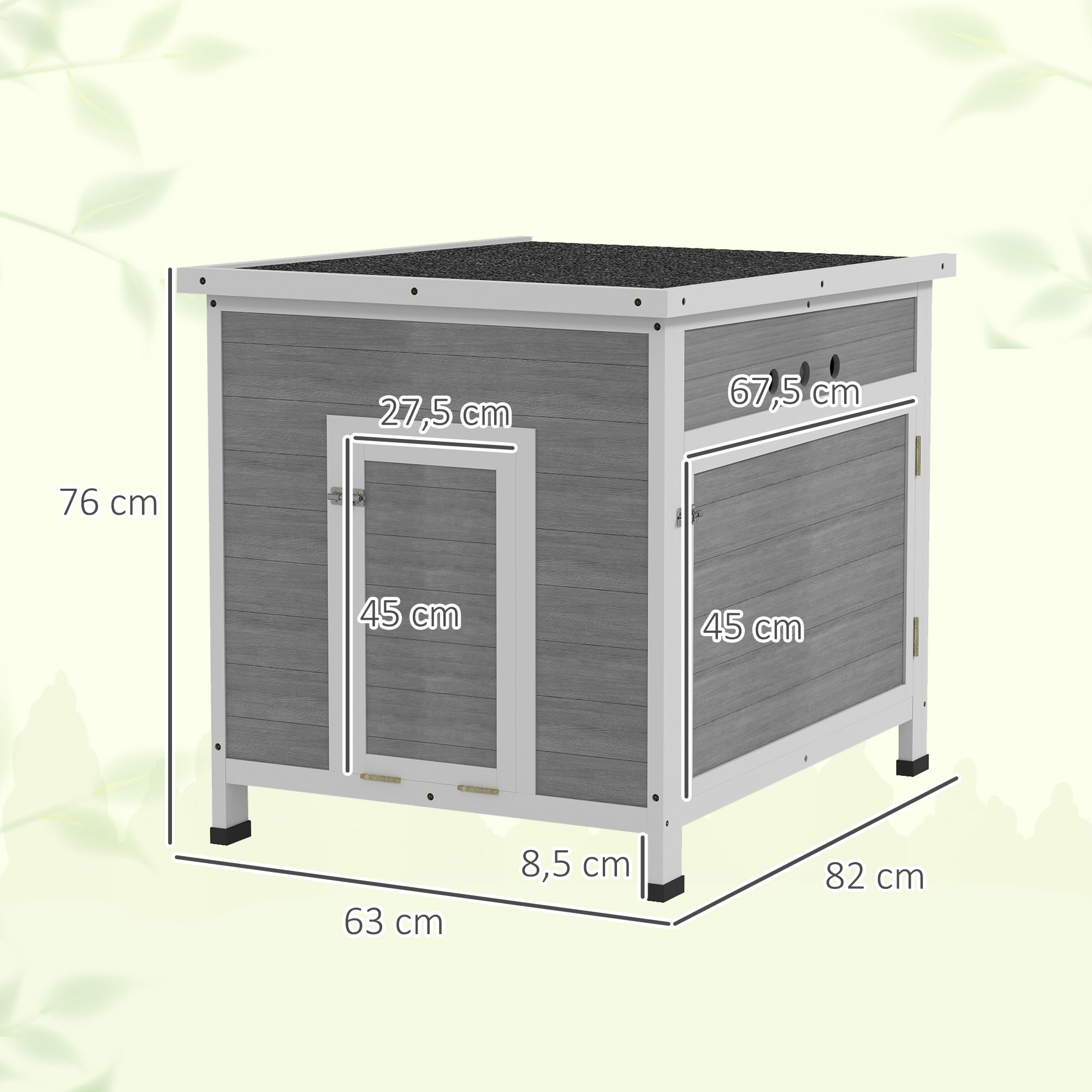 Casetta per anatre PawHut, casetta per anatre con porta laterale, fori di ventilazione, per pollame, per galline in legno di abete, per oche, pollaio con tetto in asfalto
