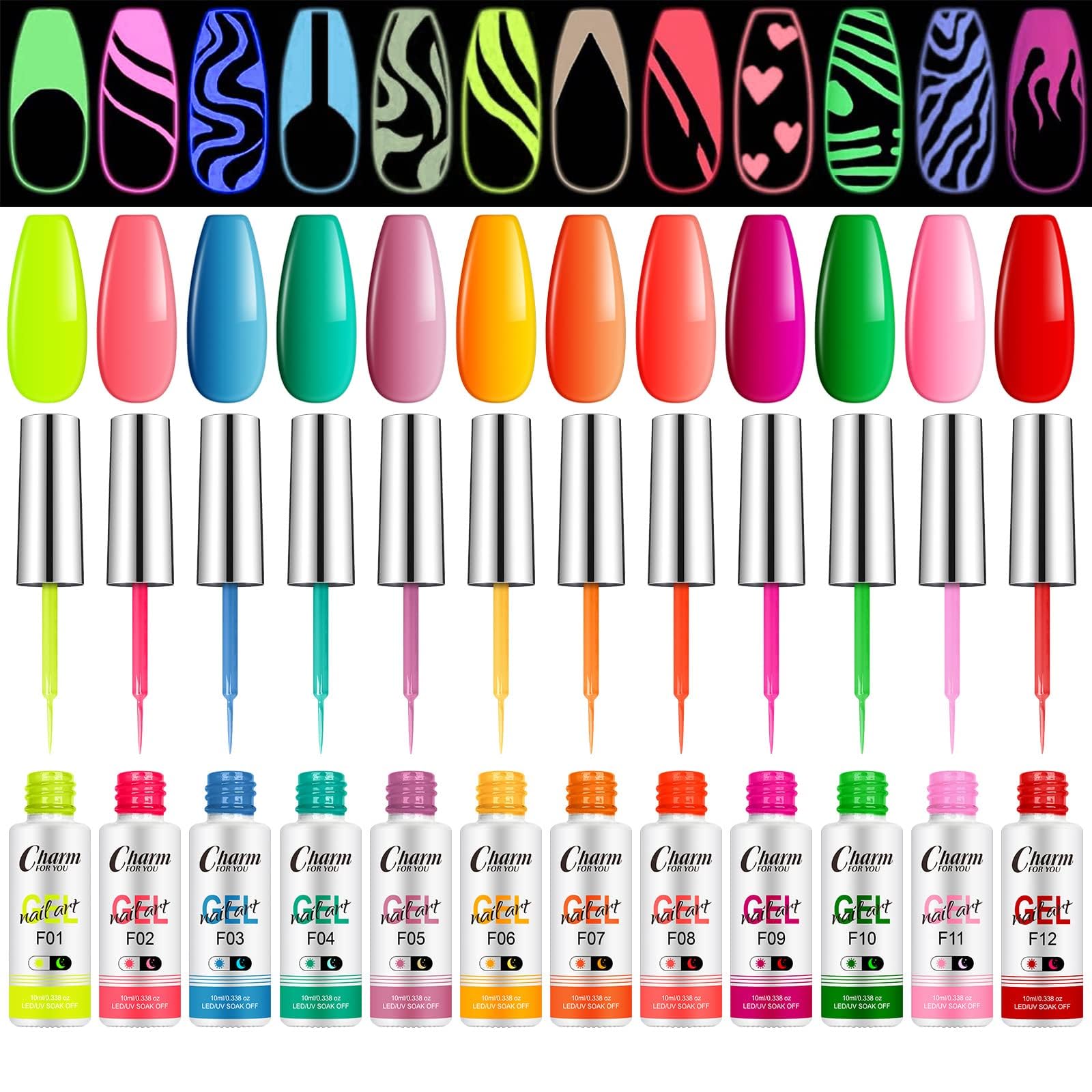 Sponsored Ad – Excefore Luminous Painted Nail Gel Polish Set, Glow In Dark Gel 12 Colors, Neon Drawing Liner Nail Gel For Nail Art, UV LED Gel Liner Nail Art Polish, Nail Polish Set for Party
