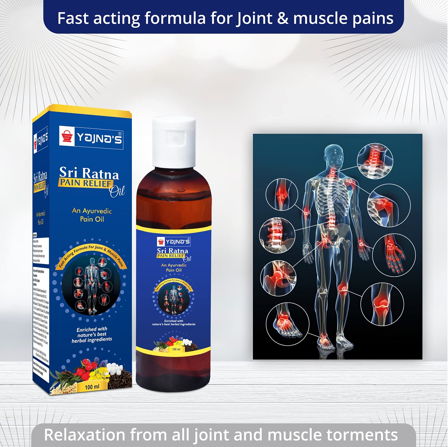 YAJNAS Sri Ratna 100 ml (3 Bottles Pack) Ayurvedic / Natural Pain