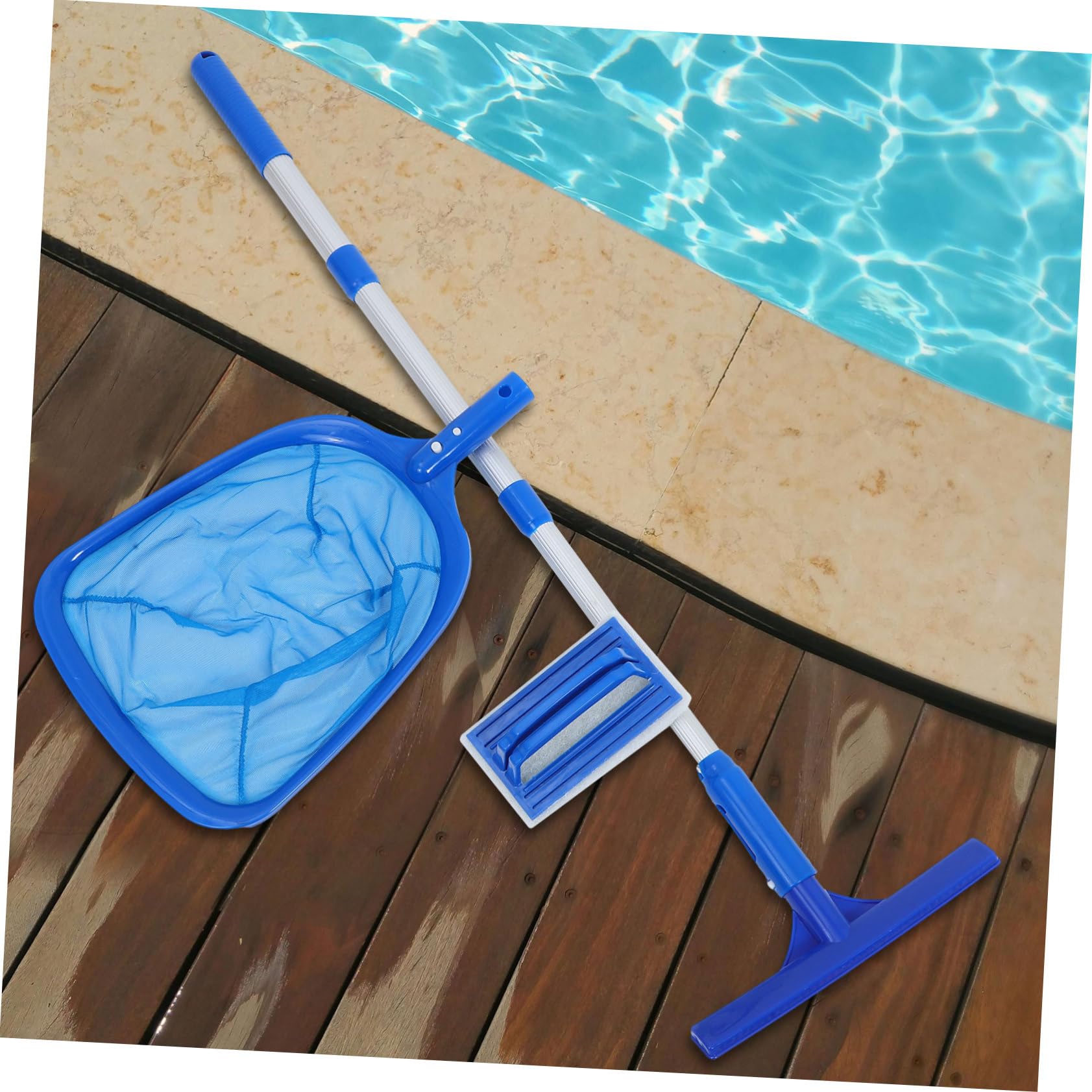 UKCOCO Kit Limpieza Piscina Completo con Cepillo Goma Esponja Recogedor y Ajustable para Piscinas Inflables y Suelo Accesorios Resistentes y Ligeros para Eficaz