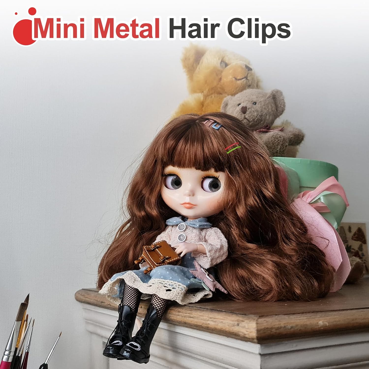 MECCANIXITY 10Pcs Tiny Doll Hair Pins, 15mm/0.59in Light Gold Mini Metal Hair Clips Hairpins Bobby Pins for Doll, Craft Supplies Bows DIY Accessories image 5