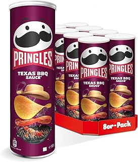 Pringles Texas BBQ Sauce (8 x 165 g) – der unwiderstehliche Snack-Klassiker in der praktischen Dose
