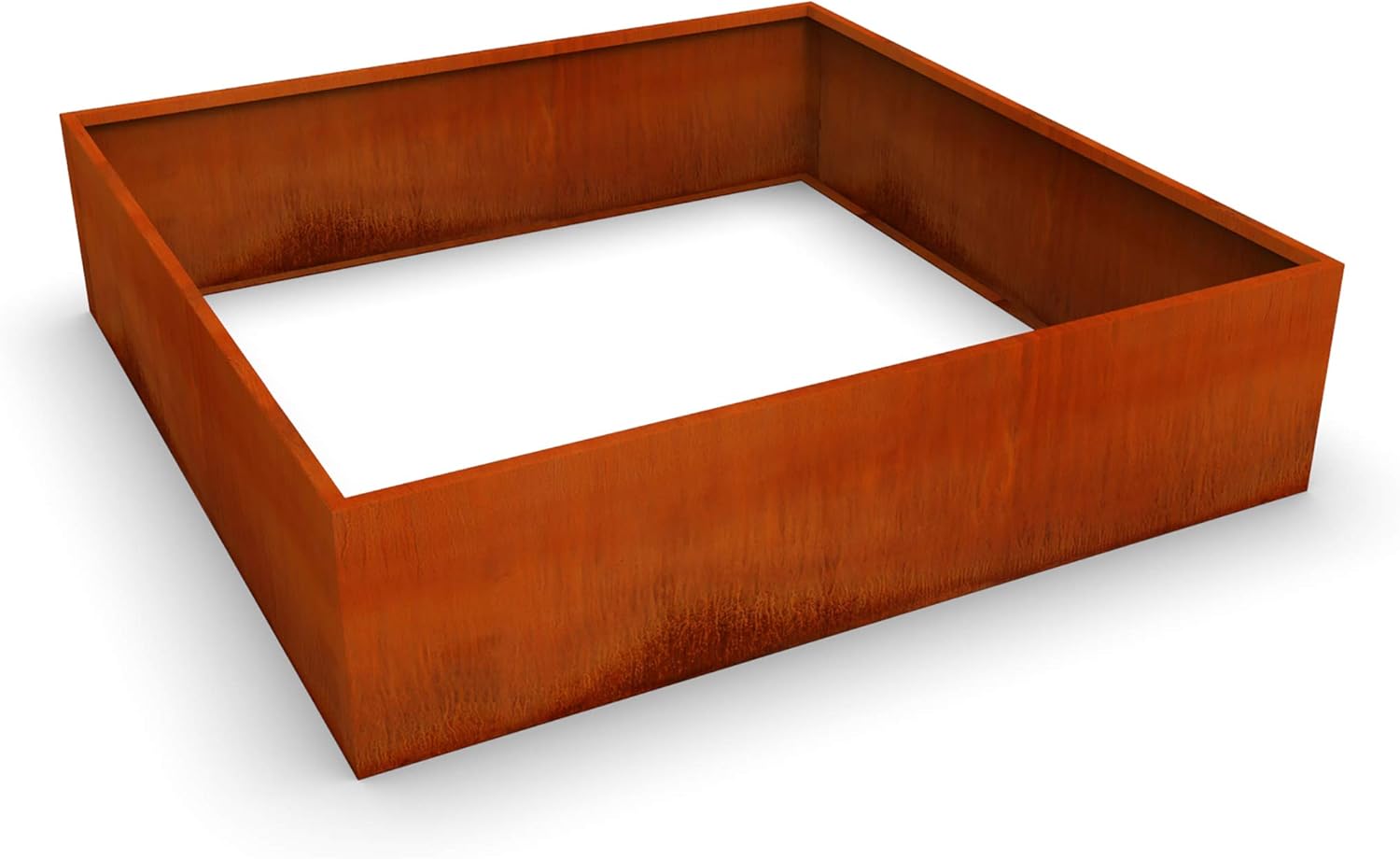 Plantercraft Large Square Planters for Outdoor Plants - 48x48x12 Inch Corten Steel Planter Box, Extra Large Metal Raised Garden Bed, Heavy Duty 11 Gauge
