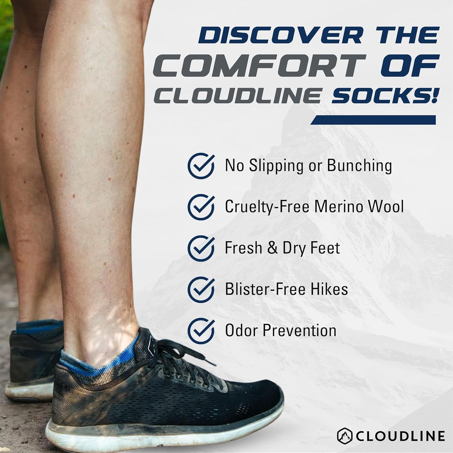 CloudLine Ultralight Merino Wool Running Socks for Men and Women - Thin, Anti-Blister, Moisture Wicking, Made in USA - 3 Pair