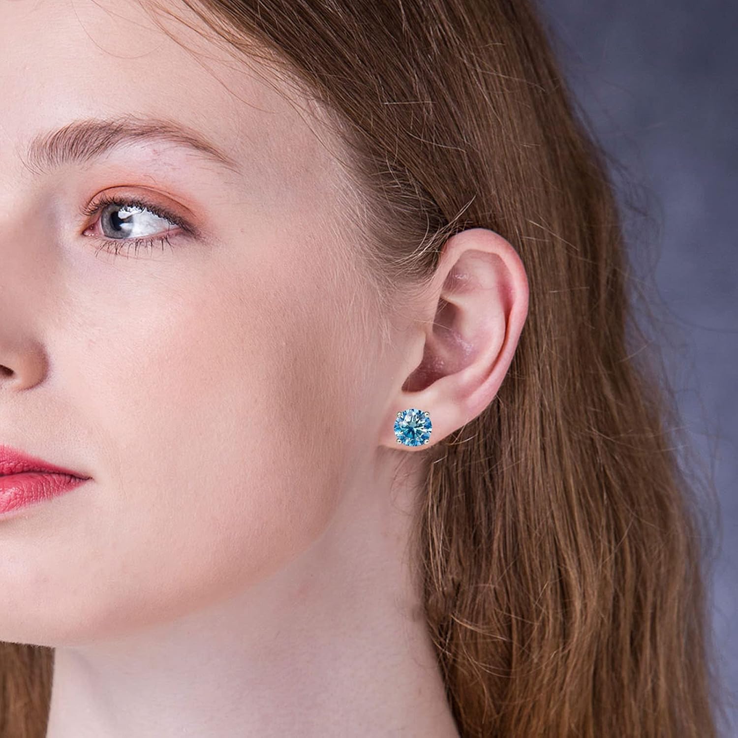 Moissanite Stud Earrings, Moissanite Earring White Gold Plated Sterling Silver Studs Earrings for Women Men - Image 2