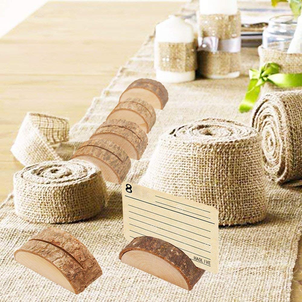 20Stk Tischkartenhalter Fotohalter Holz Kartenhalter Hochzeit Platzkartenhalter Visitenkartenhalter Memohalter Sitzkartenhalter Nameskartenhalter+20Stk Kraftpapier Karte für Hochzeit Party Deko