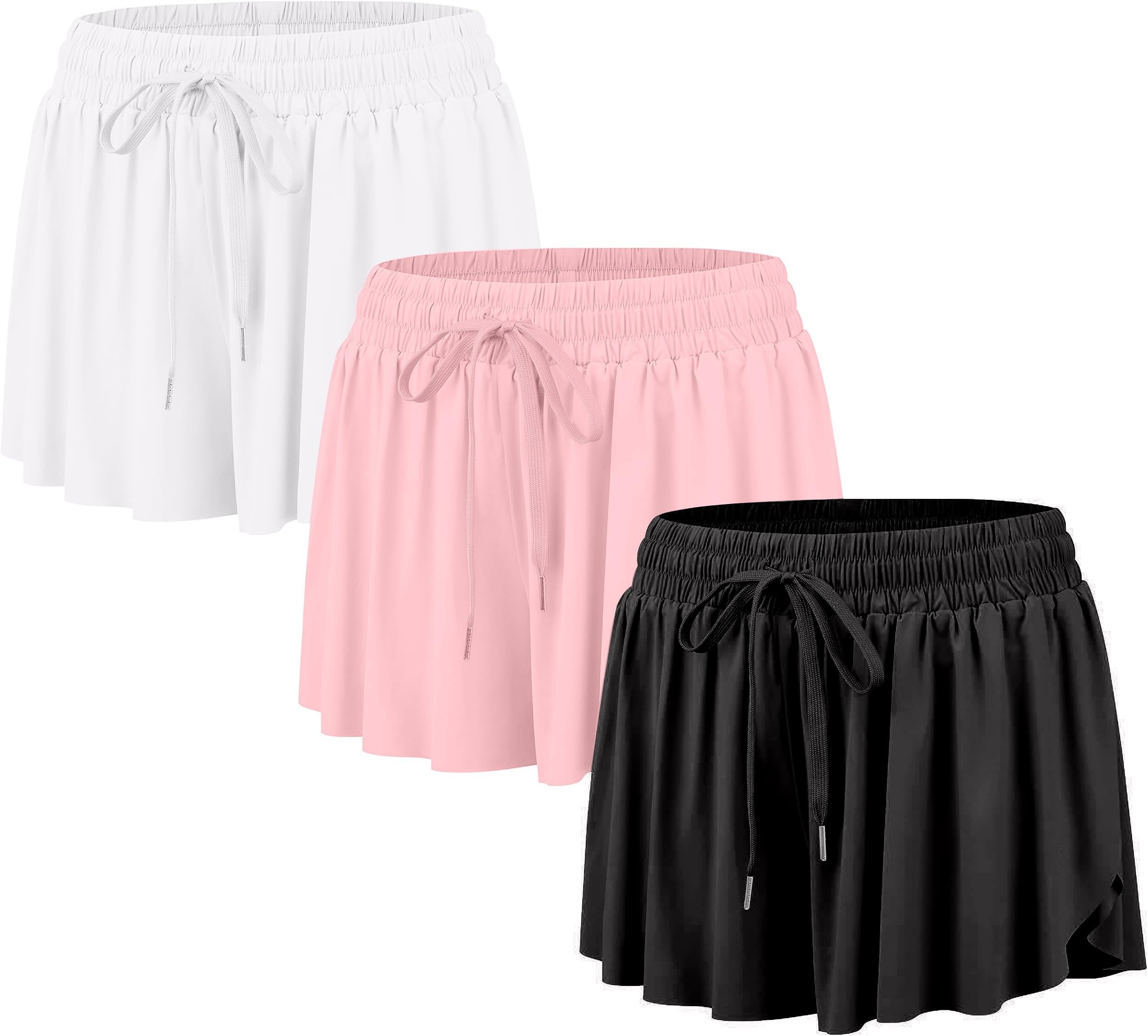 ASHER FASHIONGirls Butterfly Shorts 2 in 1 Flowy Shorts for Running Youth/Toddler Athletic Gym Workout with Pocket