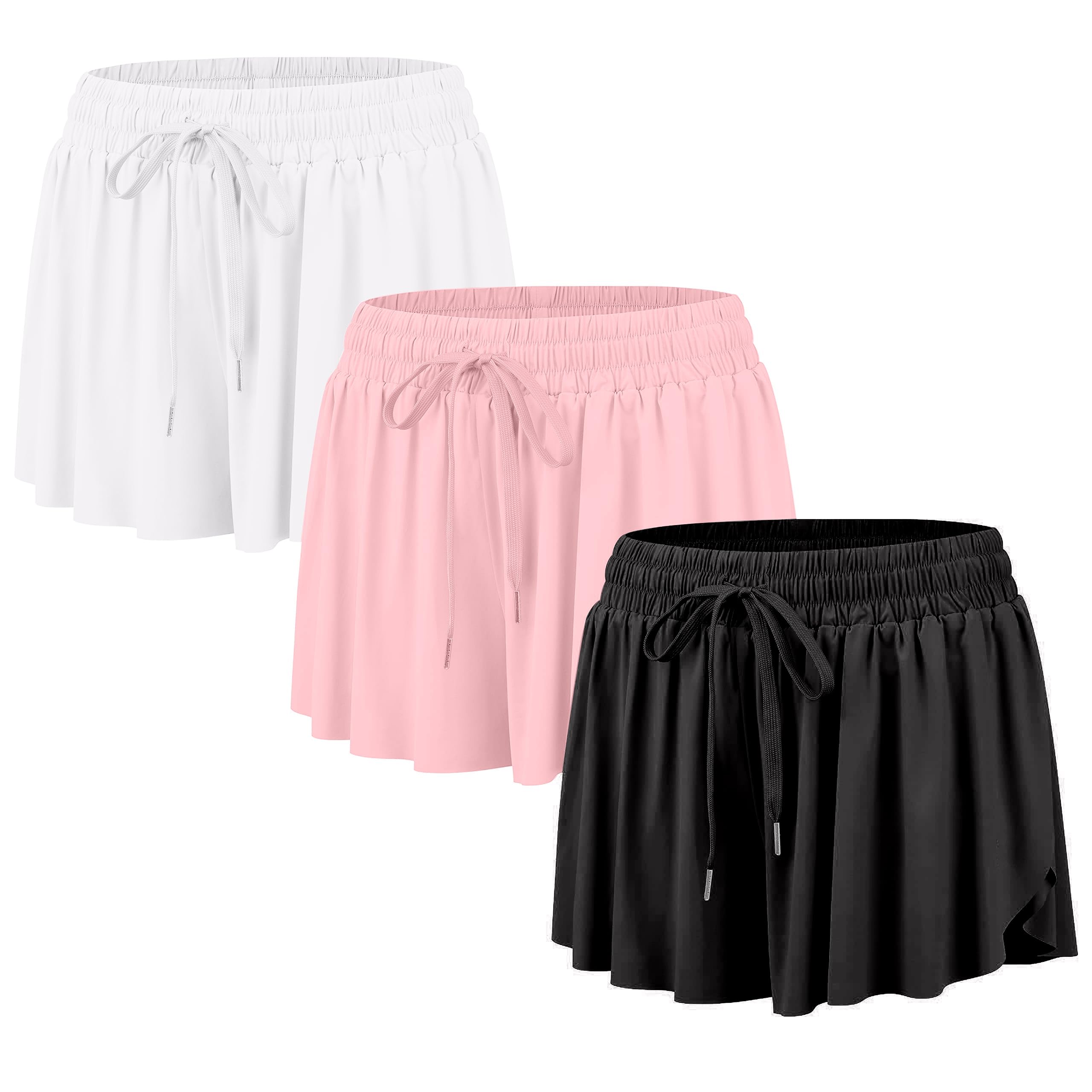 ASHER FASHIONGirls Butterfly Shorts 2 in 1 Flowy Shorts for Running Youth/Toddler Athletic Gym Workout with Pocket