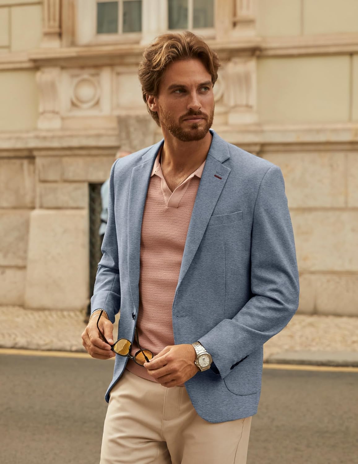 PJ PAUL JONES Mens Blazer Casual Sport Coats Lightweight One Button Suit Jacket for Summer - Image 5